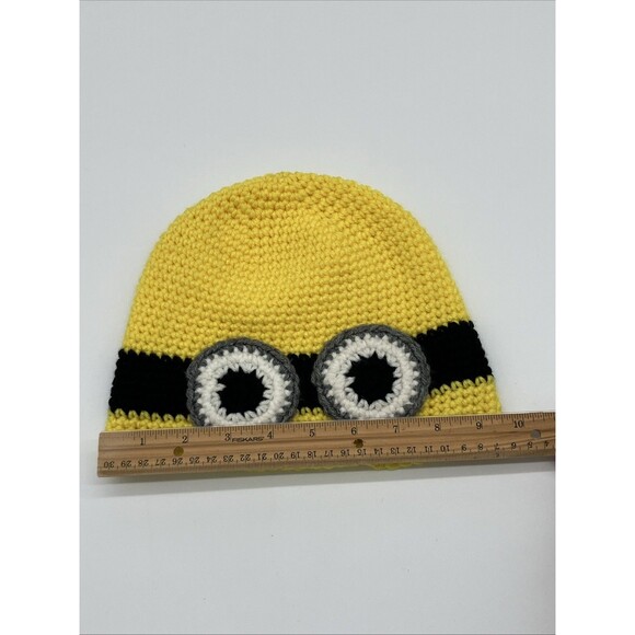 Handmade Crocheted Minion Hat L Child Despicable Me Artisan Beanie Yellow Black - Picture 7 of 7